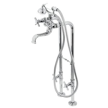Kingston Brass CCK246K1 Freestanding Clawfoot Tub Faucet Package with Supply Line, Polished Chrome CCK246K1
